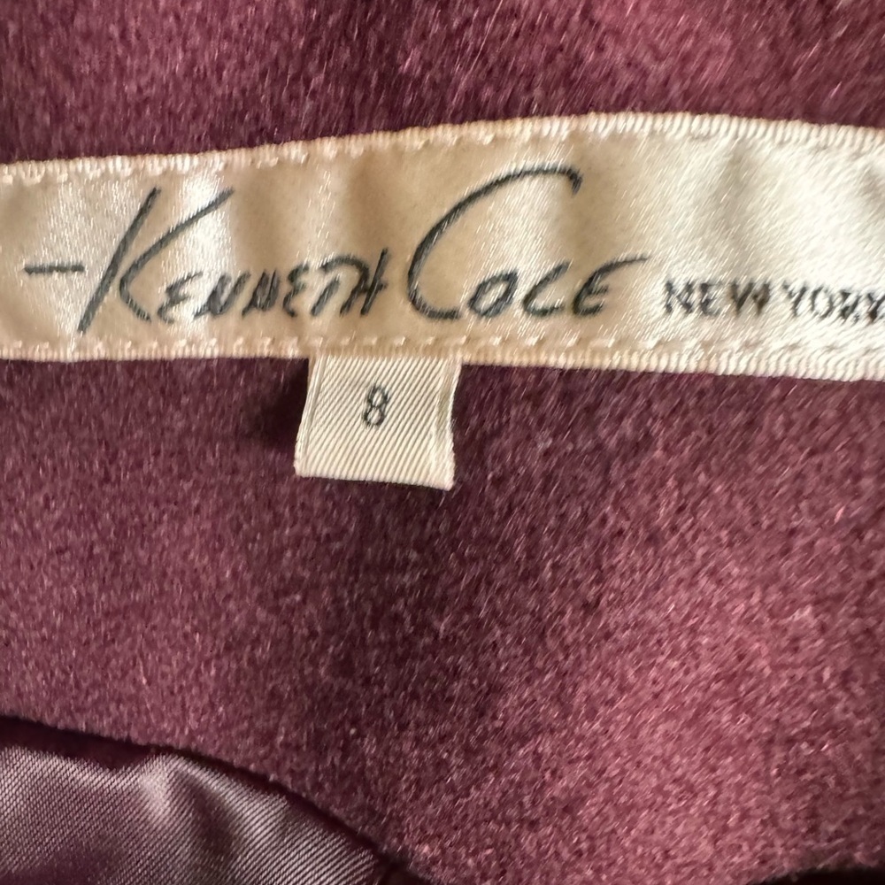 Kenneth Cole New York Wool Blend Peacoat Size 8 Plum Purple Knit Collar Jacket - Picture 6 of 7